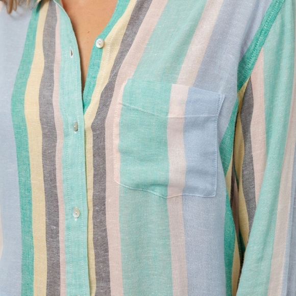 NWT RAILS The Charli shirt in Jamaica stripe size large - Picture 4 of 10